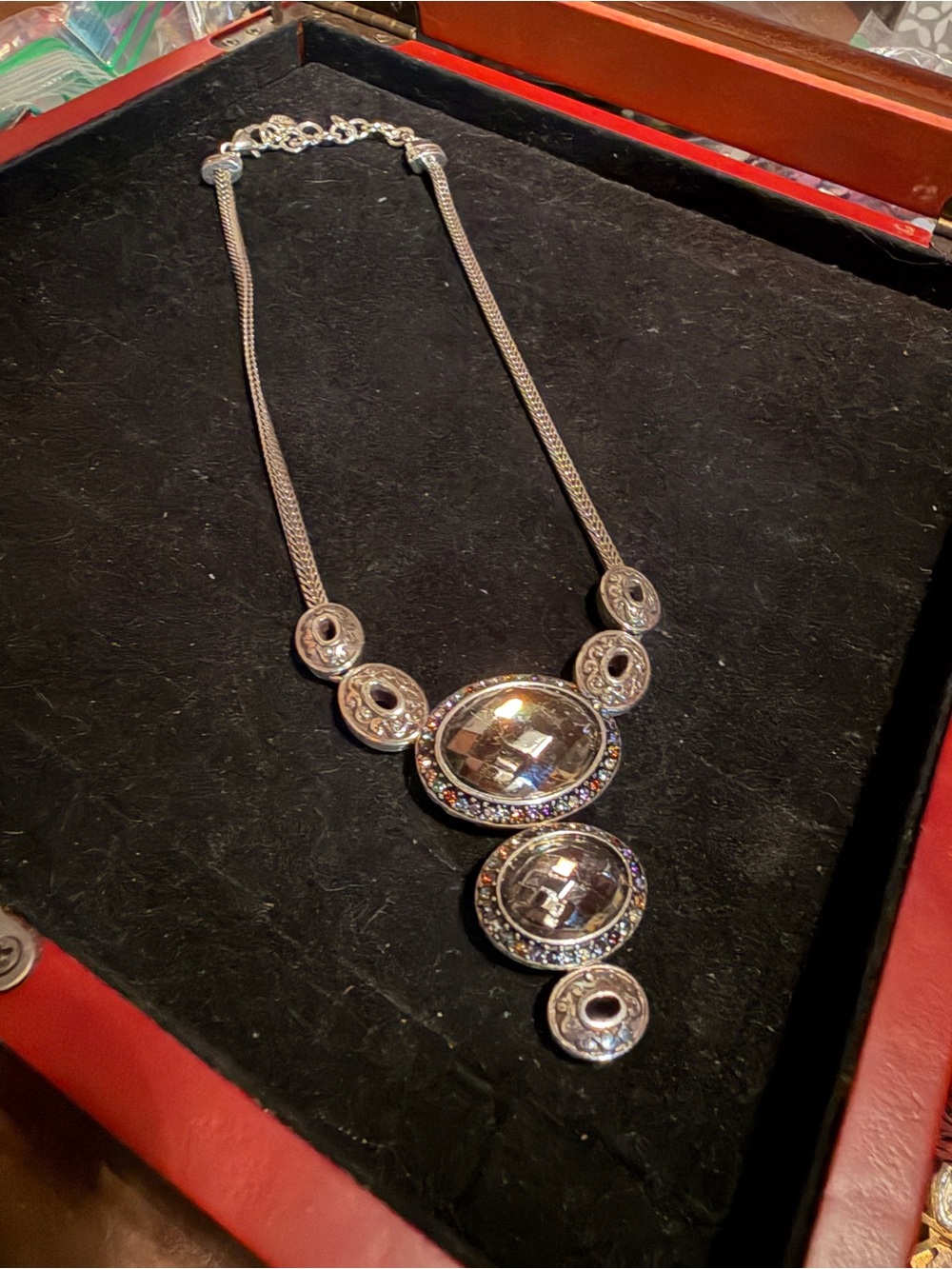 Brighton Silver Crystal Pendant Necklace with Iridescent Accents